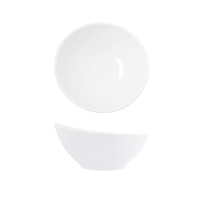White Osaka Melamine Curved Bowl 14.4 x 14.1 x 7cm