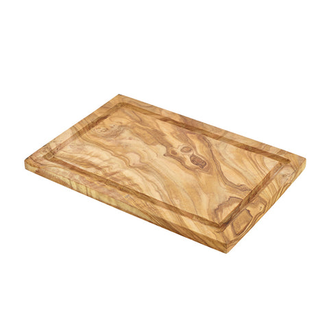 Olive Wood Serving Board W/ Groove 30 x 20cm+/-