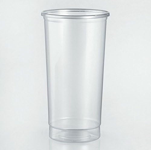 Clear plastic cup on a light gray background