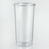 Clear plastic cup on a light gray background