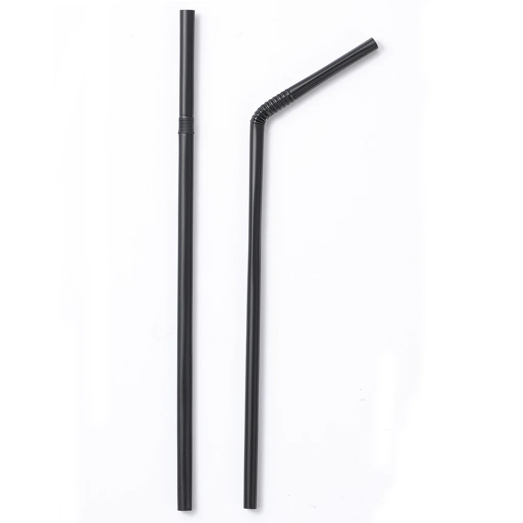 8" Black Bendy PLA Straws - (40x250pk)