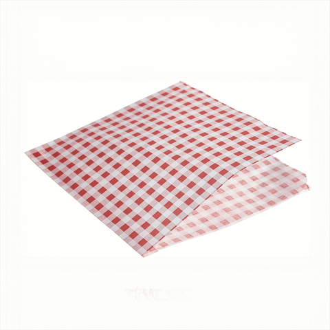 Greaseproof Paper Bags Red Gingham Print 17.5 x 17.5cm