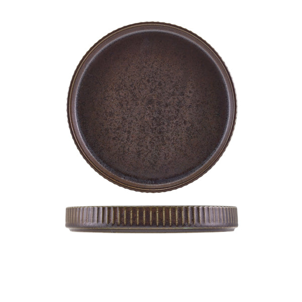 Terra Porcelain Black Fluted Presentation Plate 20.5cm