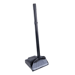 Black broom and dustpan set on a white background