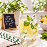 Vegware 9" Bubble Tea Green Stripe 12mm Paper Straw - 100 pack