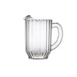 Clear glass pitcher on a white background