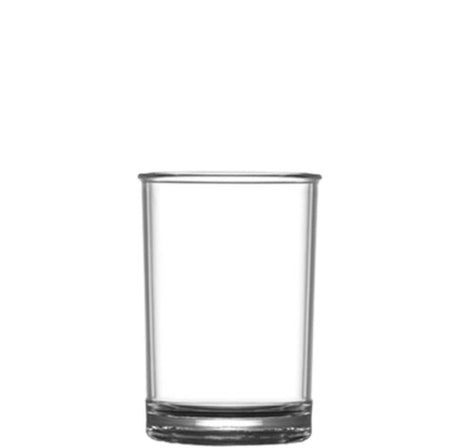 Clear glass tumbler on a white background