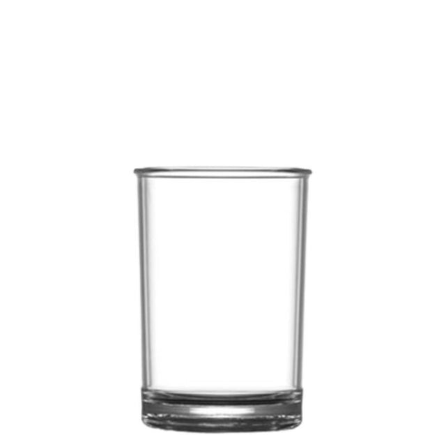 Clear glass tumbler on a white background