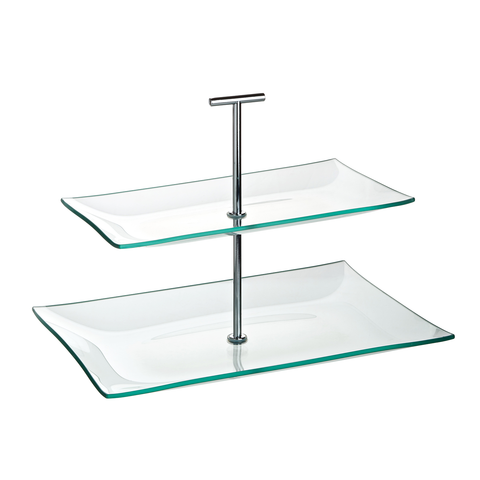 Aura 2 Tiered Rectangular Glass Plate 11.75 x 8"