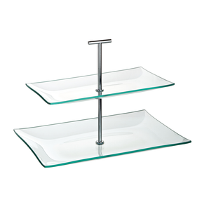 Aura 2 Tiered Rectangular Glass Plate 11.75 x 8"