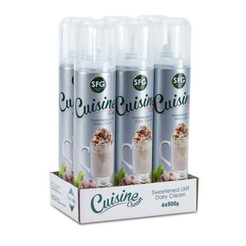 SFG Cuisine Sweetened Aerosol Squirty Cream – whipping Cream – 6 x 500g