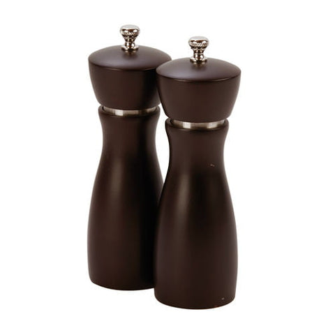 Pepper Mill 6" Rubber Wood S/S with Carbon Steel Grinder