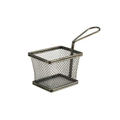 Black Serving Fry Basket Rectangular 10 x 8 x 7.5cm