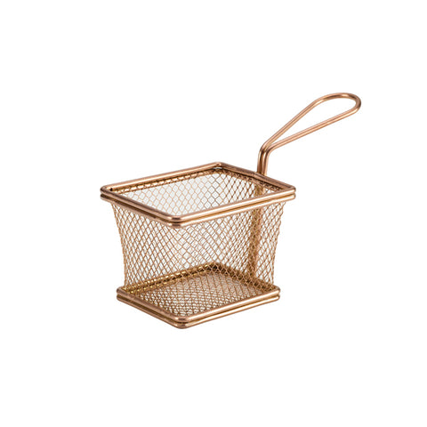 Copper Serving Fry Basket Rectangular 10 x 8 x 7.5cm