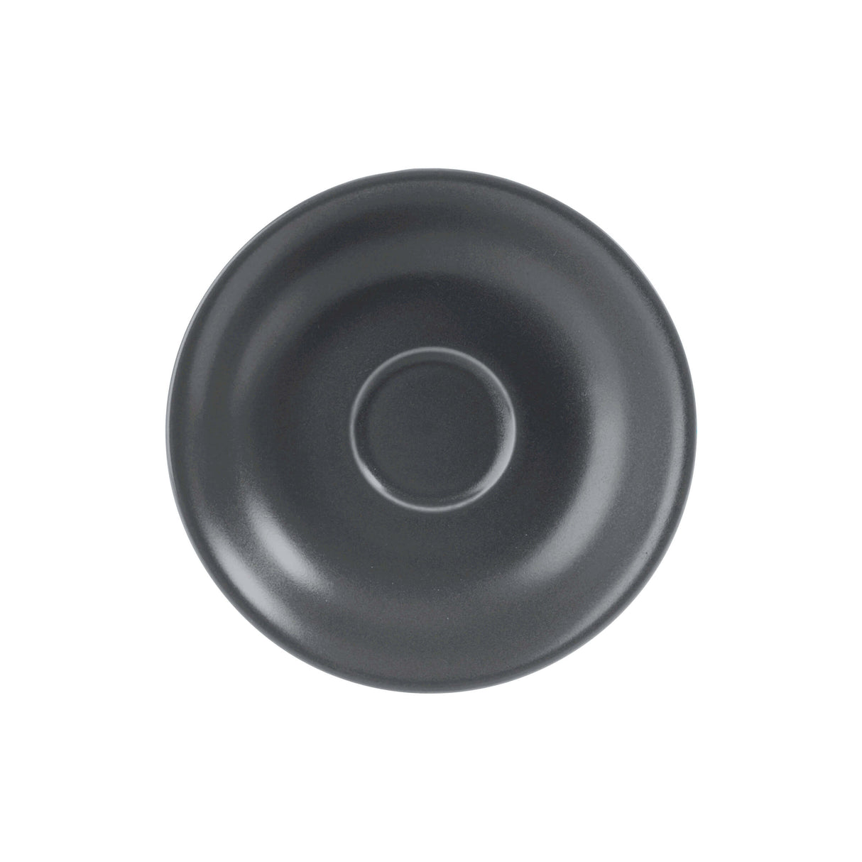 Dark gray saucer on a white background
