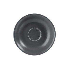 Dark gray saucer on a white background