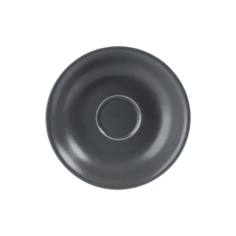 Dark gray saucer on a white background