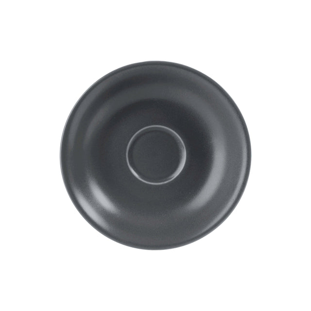 Dark gray saucer on a white background