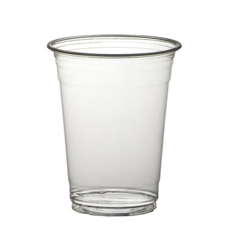 Clear plastic cup on a white background