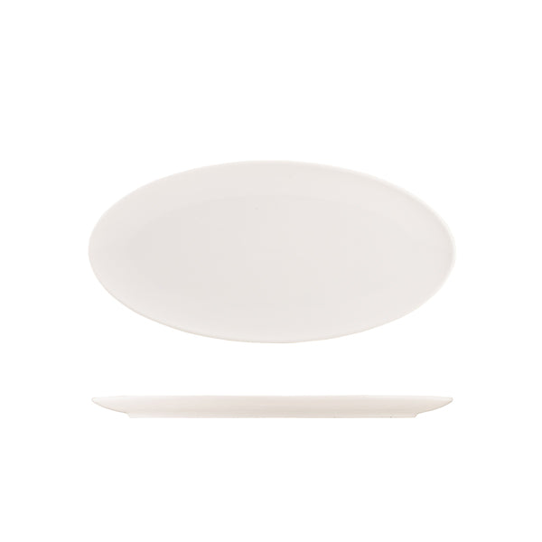 Genware Porcelain Narrow Oval Plate 34cm/ 13" - Pack 6