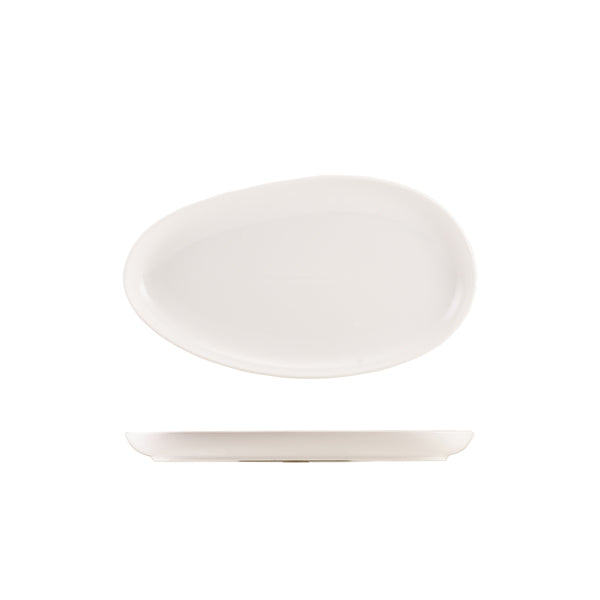 Genware Porcelain Organic Oval Plate 29.5cm/ 11.5" - Pack 6
