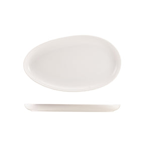 Genware Porcelain Organic Oval Plate 34.5cm/ 13.5" - Pack 4