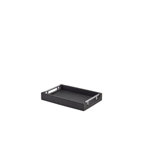 GenWare Solid Black Tray with Metal Handles 30 x 20cm - Pack 1