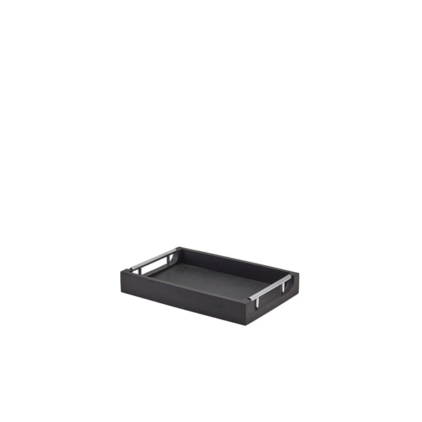 GenWare Solid Black Tray with Metal Handles 30 x 20cm - Pack 1