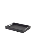 GenWare Solid Black Tray with Metal Handles 35 x 25cm - Pack 1