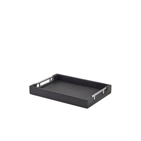 GenWare Solid Black Tray with Metal Handles 35 x 25cm - Pack 1