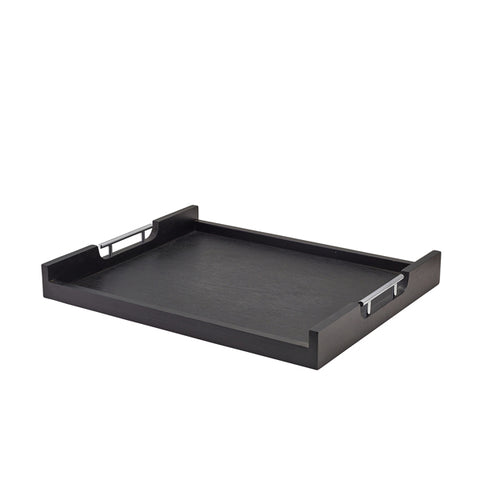 GenWare Solid Black Low Wall Butlers Tray with Metal Handles 54.5 x 44cm - Pack 1
