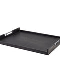 GenWare Solid Black Low Wall Butlers Tray with Metal Handles 65 x 49cm - Pack 1