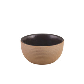 GenWare Kava Black Stoneware Ribbed Round Bowl 11.5cm - Pack 6