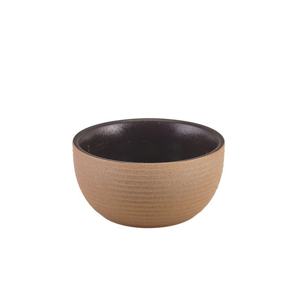 GenWare Kava Black Stoneware Ribbed Round Bowl 11.5cm - Pack 6