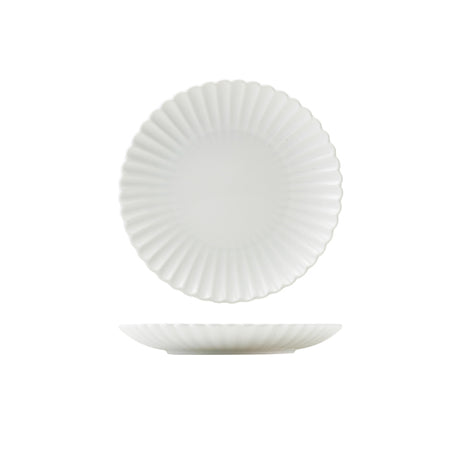 Incise Porcelain Scalloped Coupe Plate 20cm - Pack 6