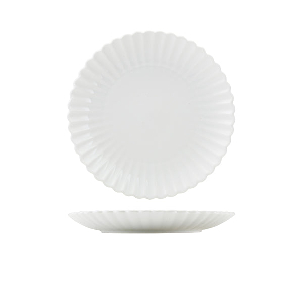 Incise Porcelain Scalloped Coupe Plate 26cm - Pack 6