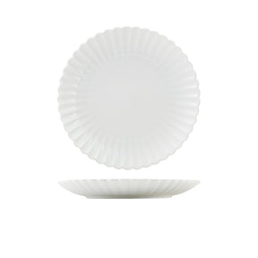 Incise Porcelain Scalloped Coupe Plate 26cm - Pack 6