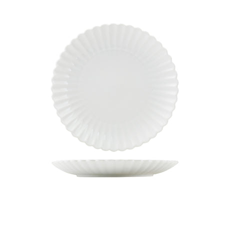 Incise Porcelain Scalloped Coupe Plate 26cm - Pack 6