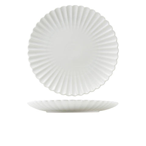 Incise Porcelain Scalloped Coupe Plate 30cm - Pack 6
