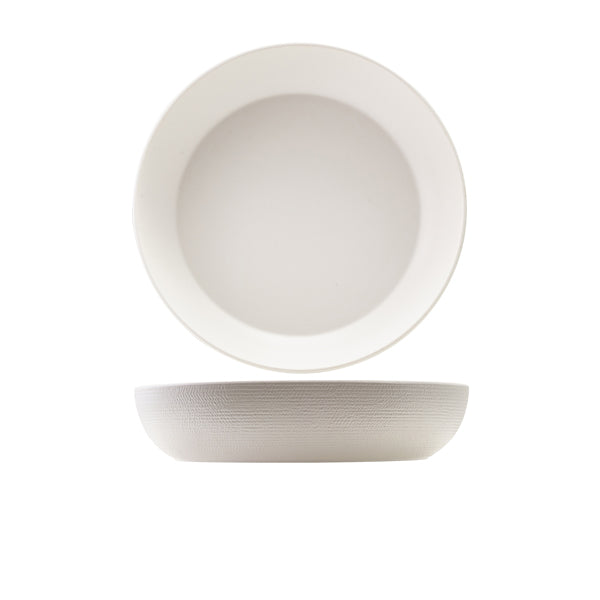 GenWare Melamine White Jute Buffet Bowl 35 x 7.5cm - Pack 1