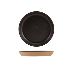 GenWare Kava Black Stoneware Ribbed Plate 18cm - Pack 6