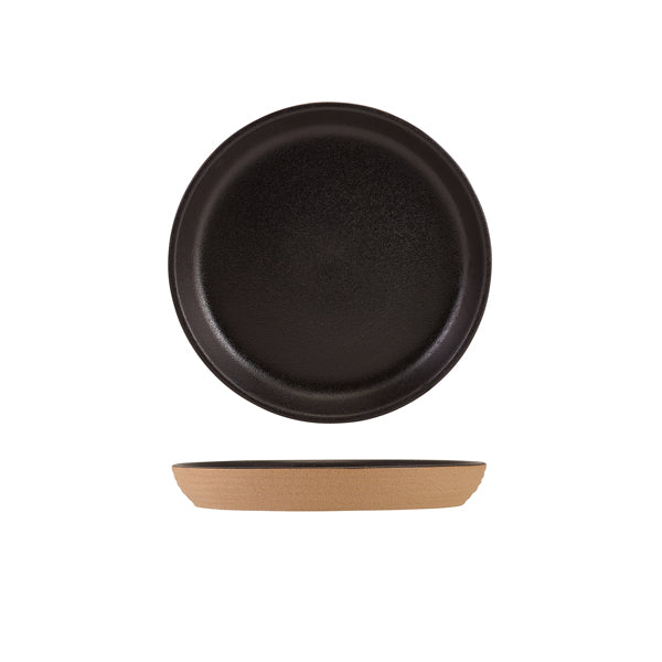 GenWare Kava Black Stoneware Ribbed Plate 18cm - Pack 6