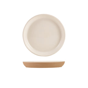 GenWare Kava White Stoneware Ribbed Plate 18cm - Pack 6