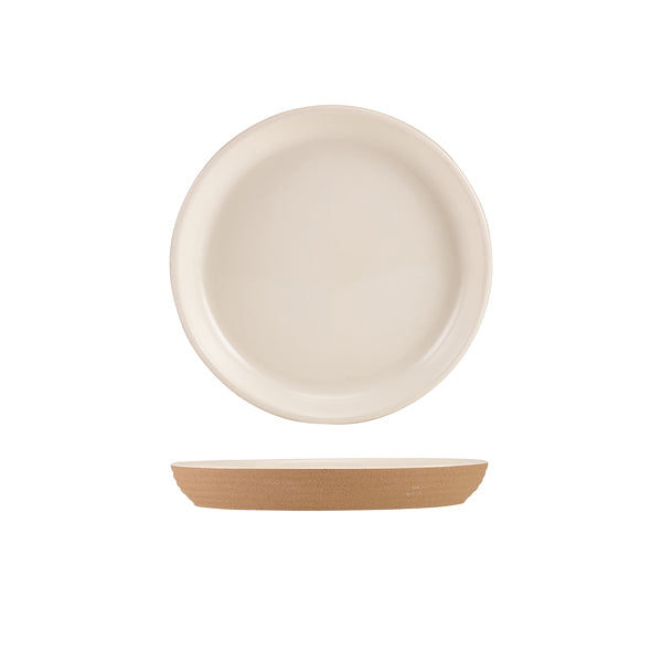 GenWare Kava White Stoneware Ribbed Plate 18cm - Pack 6