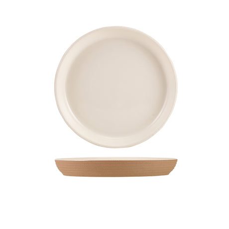 GenWare Kava White Stoneware Ribbed Plate 20cm - Pack 6