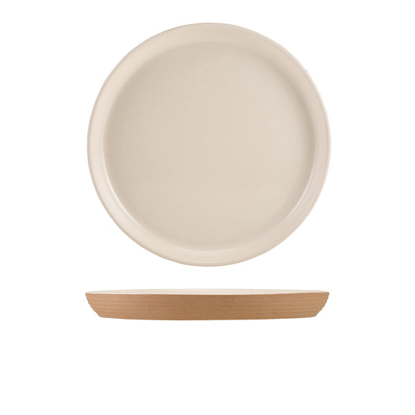 GenWare Kava White Stoneware Ribbed Plate 25cm - Pack 6