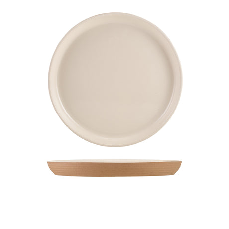 GenWare Kava White Stoneware Ribbed Plate 25cm - Pack 6