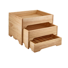 GenWare FSC 100% Hevea Wood 3 Tier Display Stand GN 1/2 - Pack 1