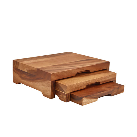 GenWare Acacia Wood Stepped Display Stand GN 1/2 - Pack 1