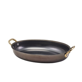 GenWare Black Vintage Steel Oval Dish 24.5 x 17.5cm - Pack 6